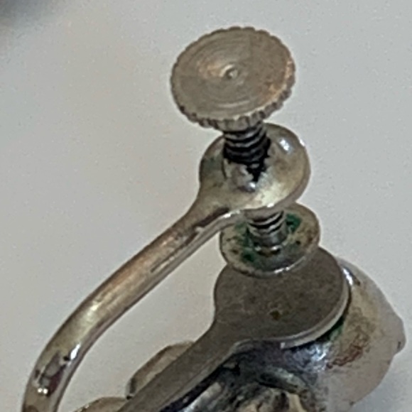 Vintage 1950s Art Deco Clear Crystal Rhinestone Earrings Dangle - Picture 7 of 8